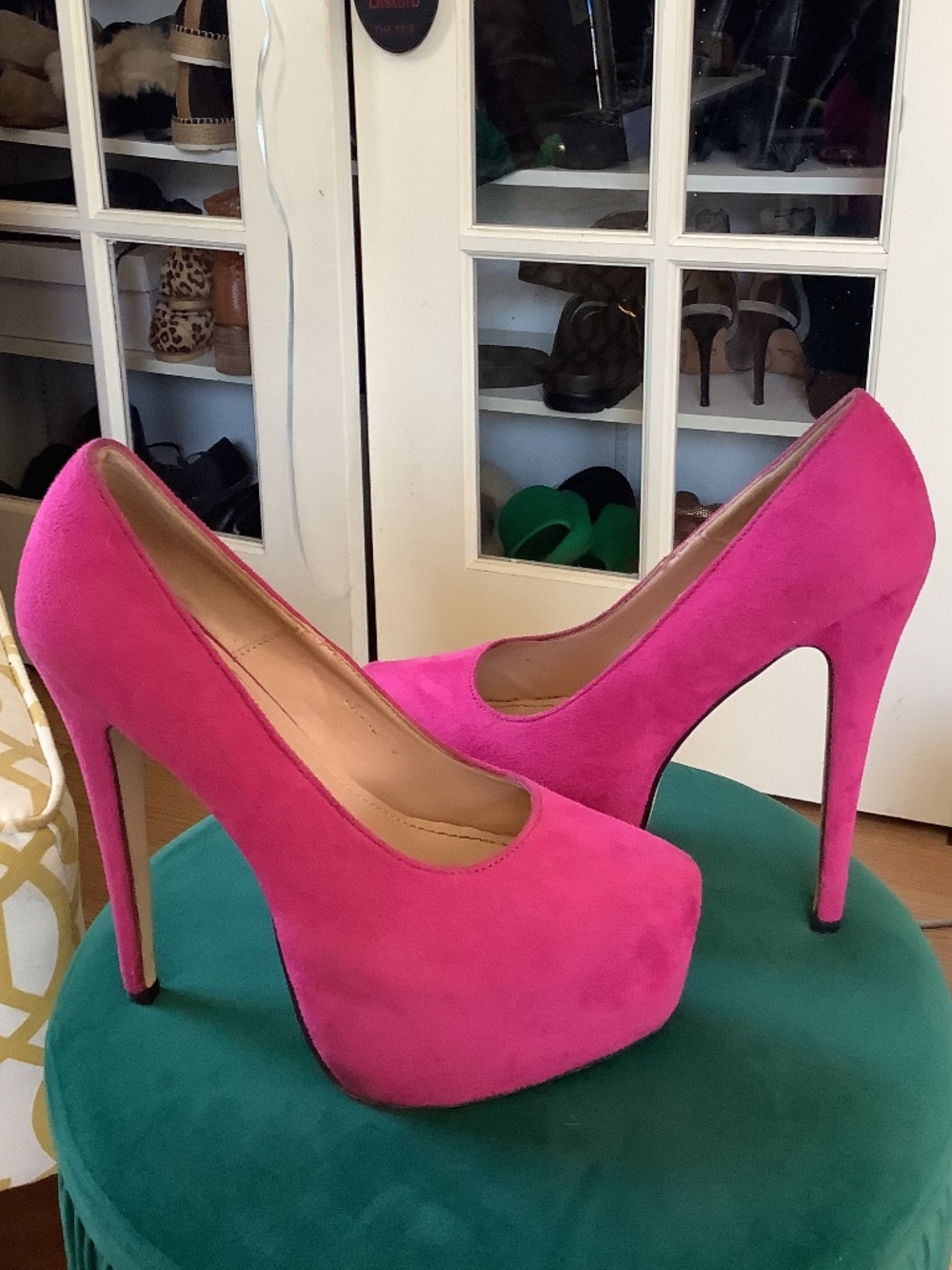Suede platform heels